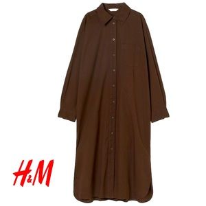 H&M Dark Brown Calf Length Shirt Dress